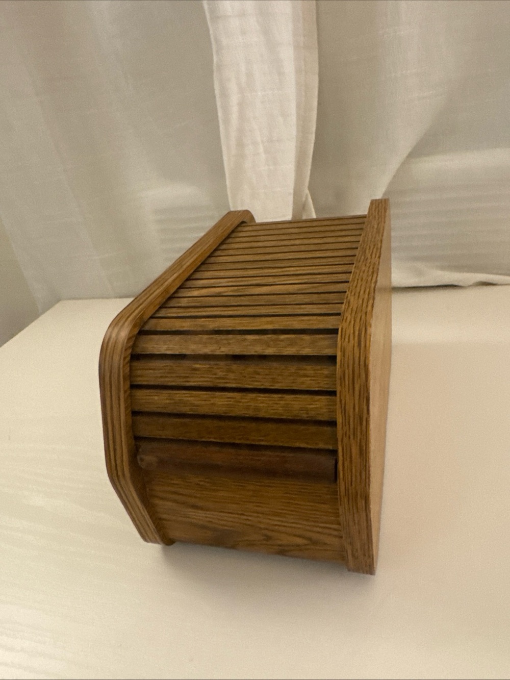 Vintage 90s Wooden Roll-Top Box in Natural Oak